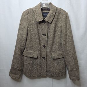 Banana Republic Blazer Womens M Brown Wool Tweed Jacket Lined Sport Coat Preppy
